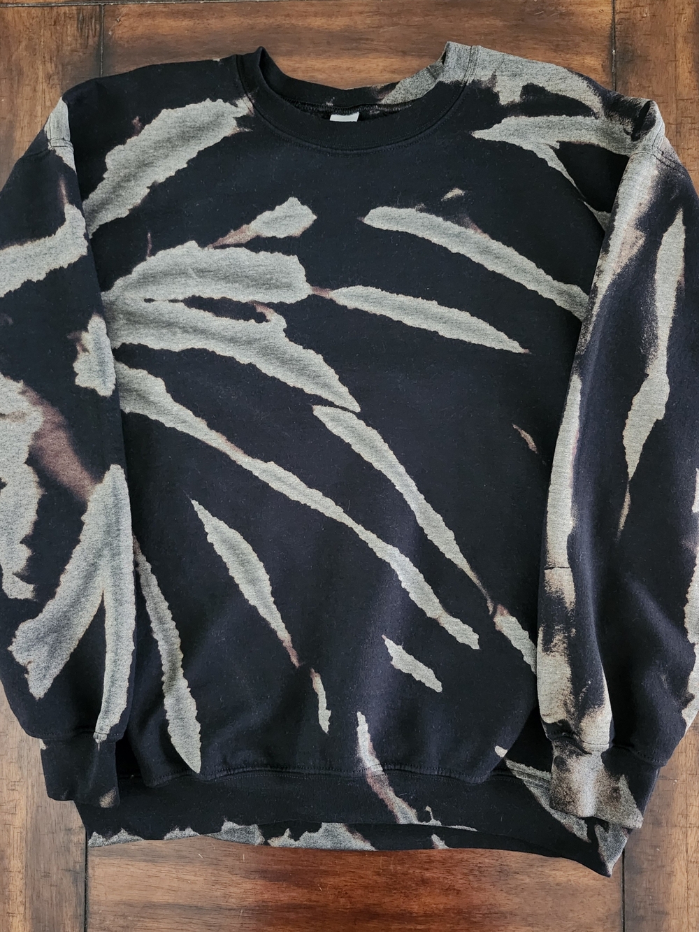 Custom Reverse Tie-dye Black Crewneck Sweater Woman's LG/Men's Medium